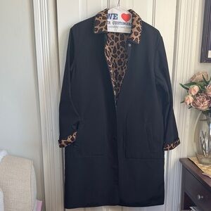 Liz Claiborne Black Coat and Leopard Print you can wear both sizes